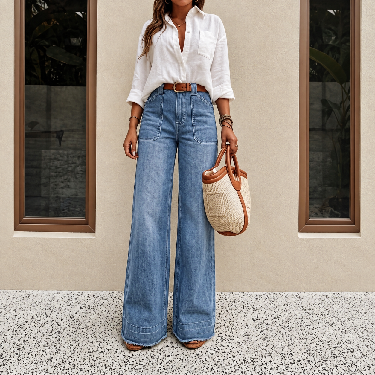 Denim Wide Long Comfy Jeans For All Season Wear