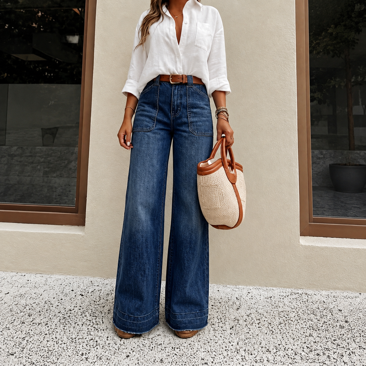 Denim Wide Long Comfy Jeans For All Season Wear