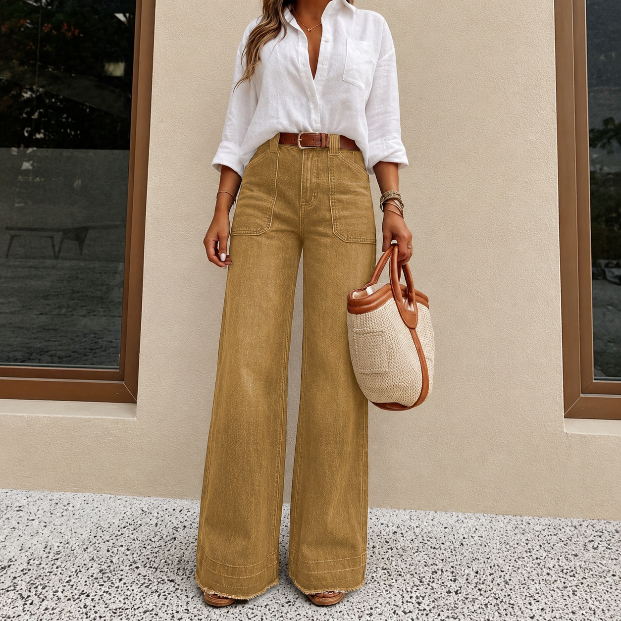 Denim Wide Long Comfy Jeans For All Season Wear