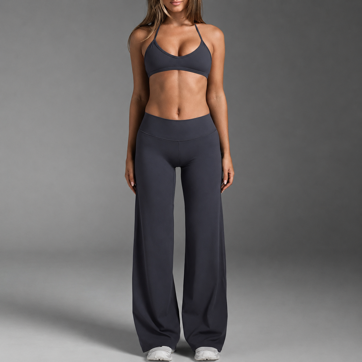 Solid Colored Modern Slim Fit Flare Pants For Women