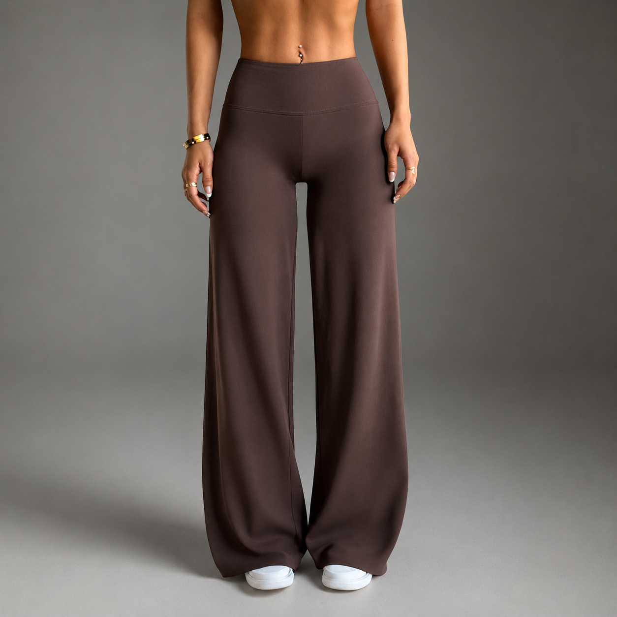 Solid Colored Modern Slim Fit Flare Pants For Women