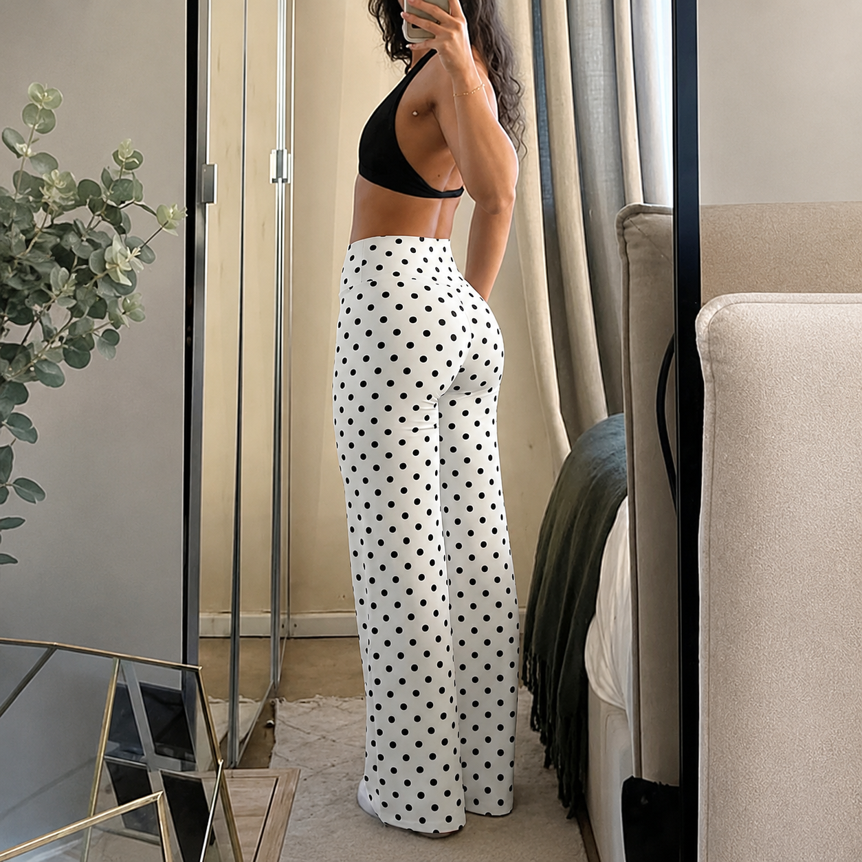 Solid Colored Modern Slim Fit Flare Pants For Women