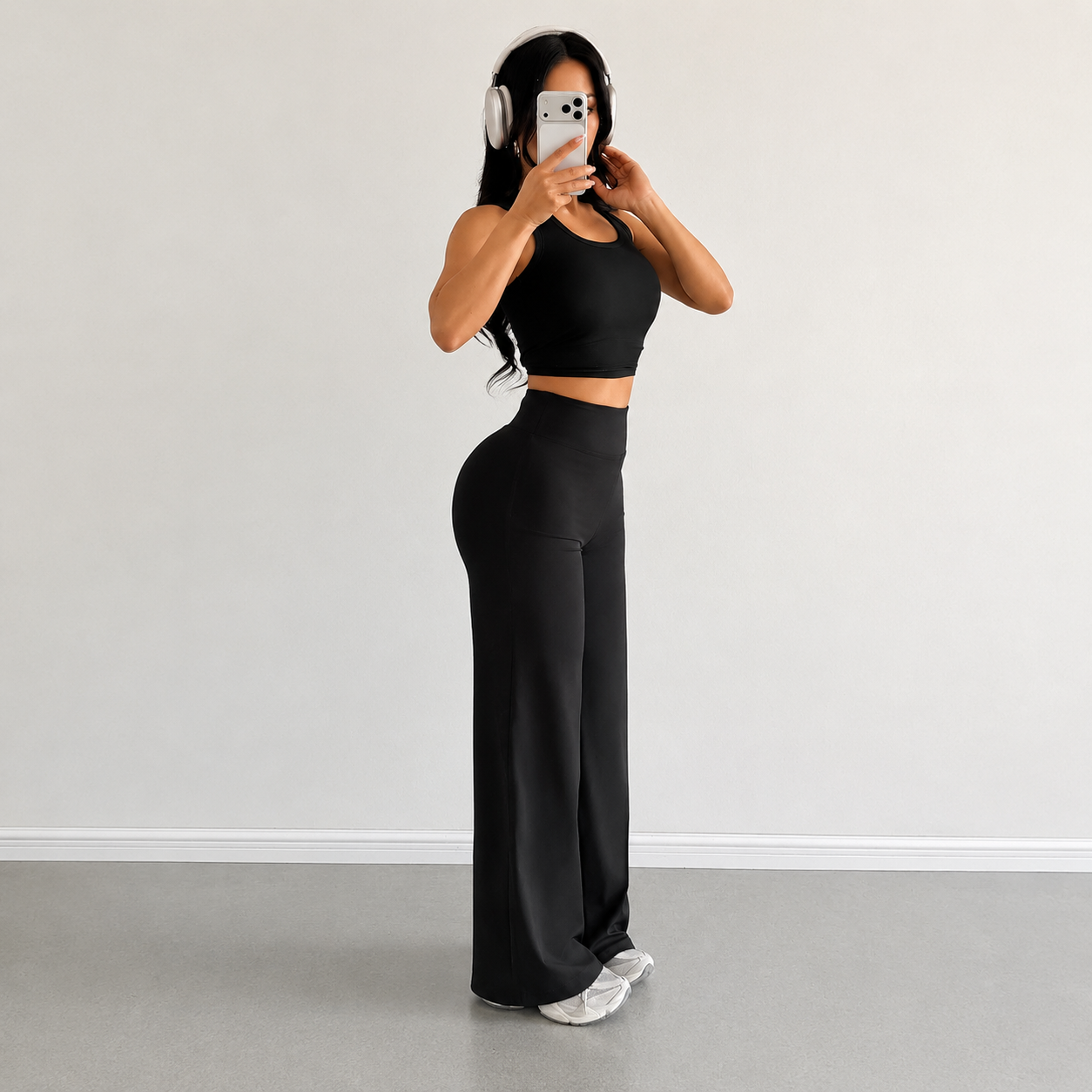 Solid Colored Modern Slim Fit Flare Pants For Women