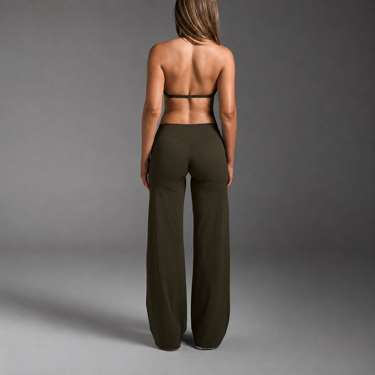 Solid Colored Modern Slim Fit Flare Pants For Women