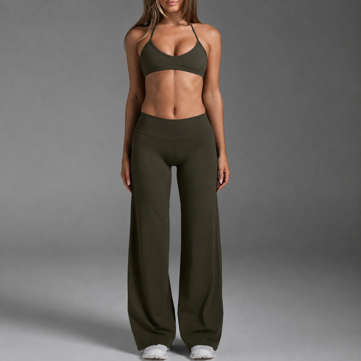 Solid Colored Modern Slim Fit Flare Pants For Women