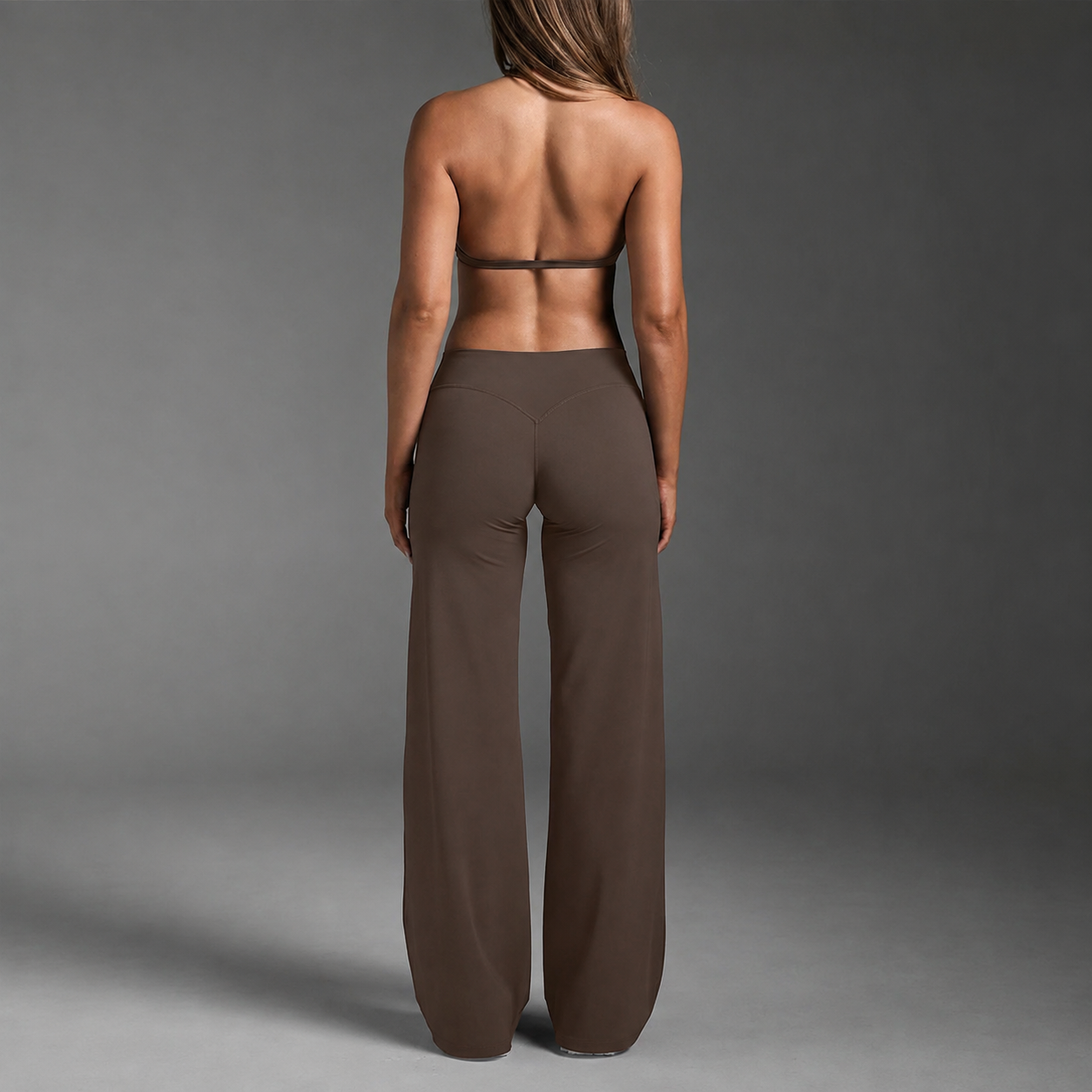 Solid Colored Modern Slim Fit Flare Pants For Women