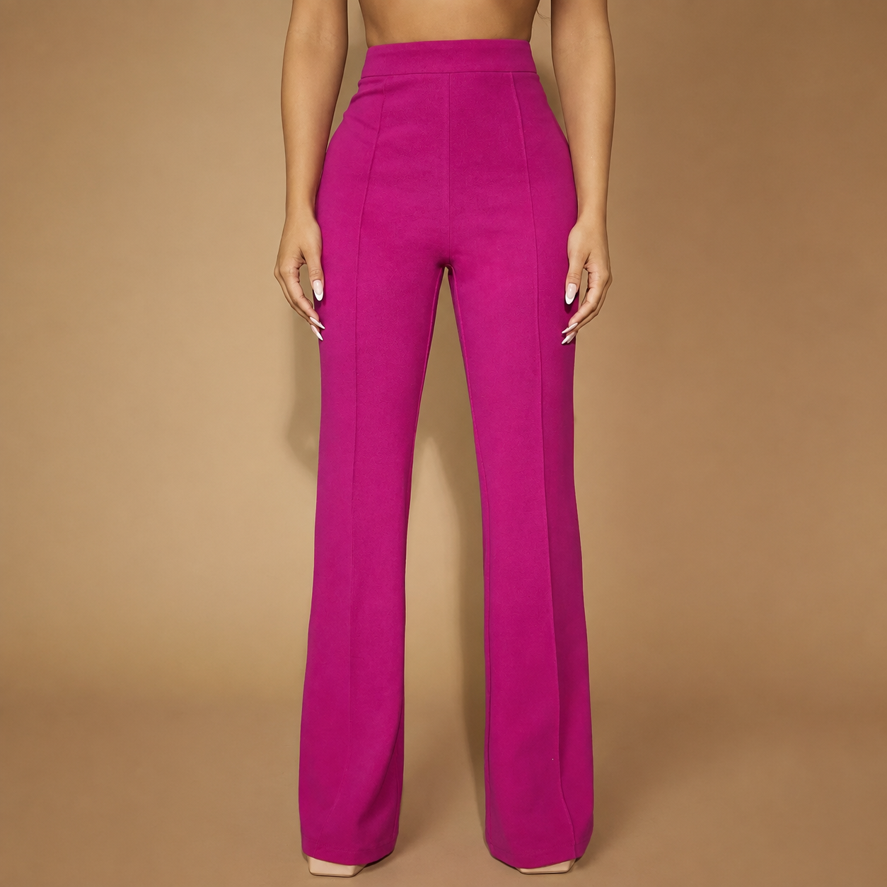 Seam Front Flared Long Pants For Women