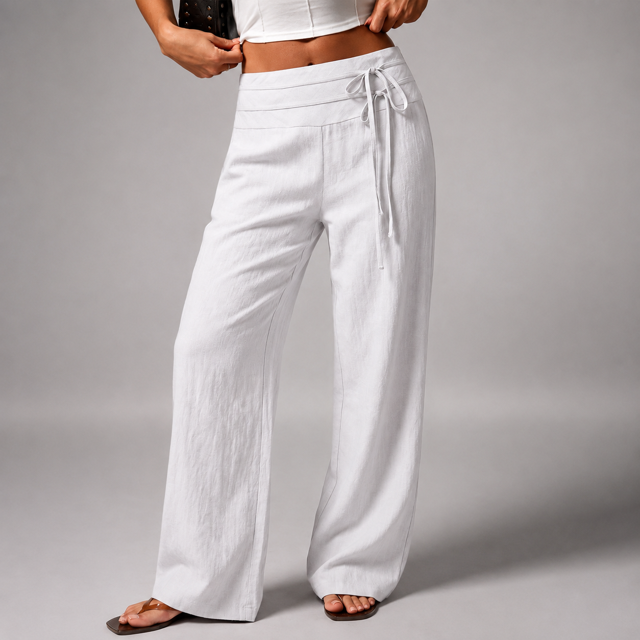 Vacation Themed Dual Tie Loose Pants For Summer Vacations