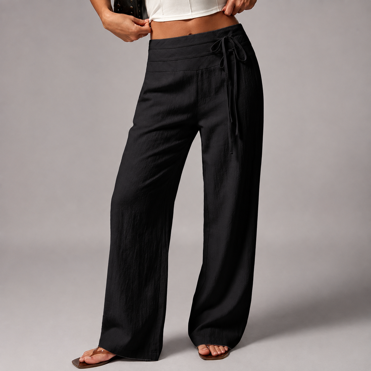 Vacation Themed Dual Tie Loose Pants For Summer Vacations