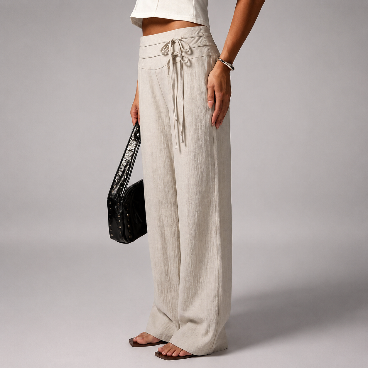 Vacation Themed Dual Tie Loose Pants For Summer Vacations