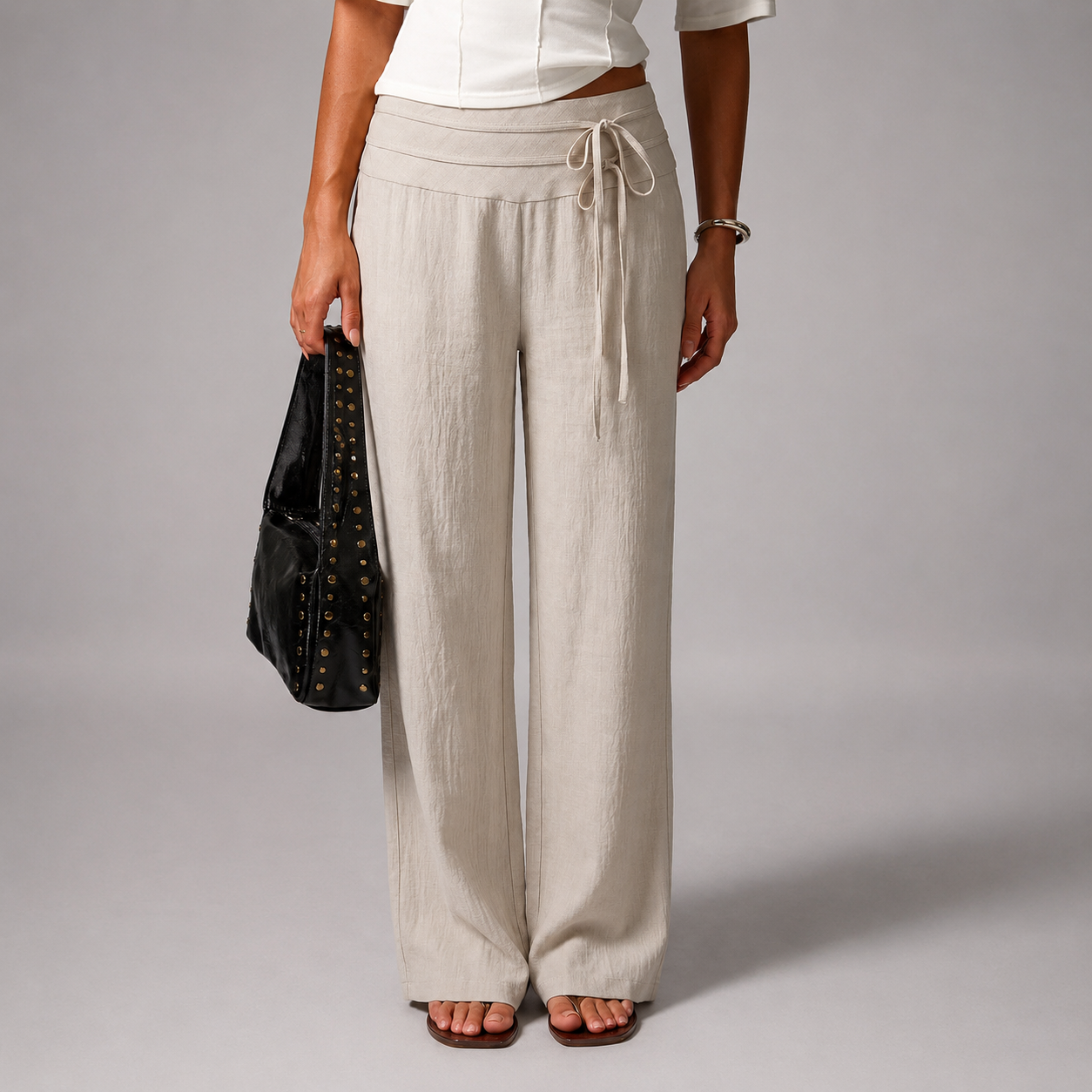 Vacation Themed Dual Tie Loose Pants For Summer Vacations