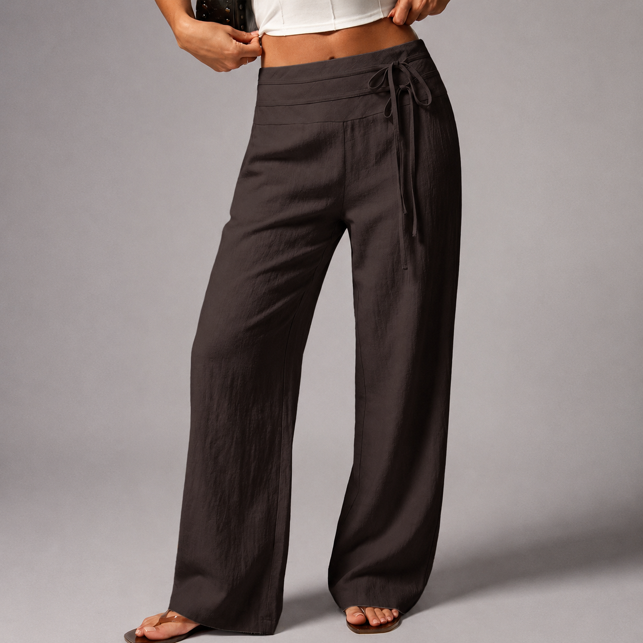 Vacation Themed Dual Tie Loose Pants For Summer Vacations