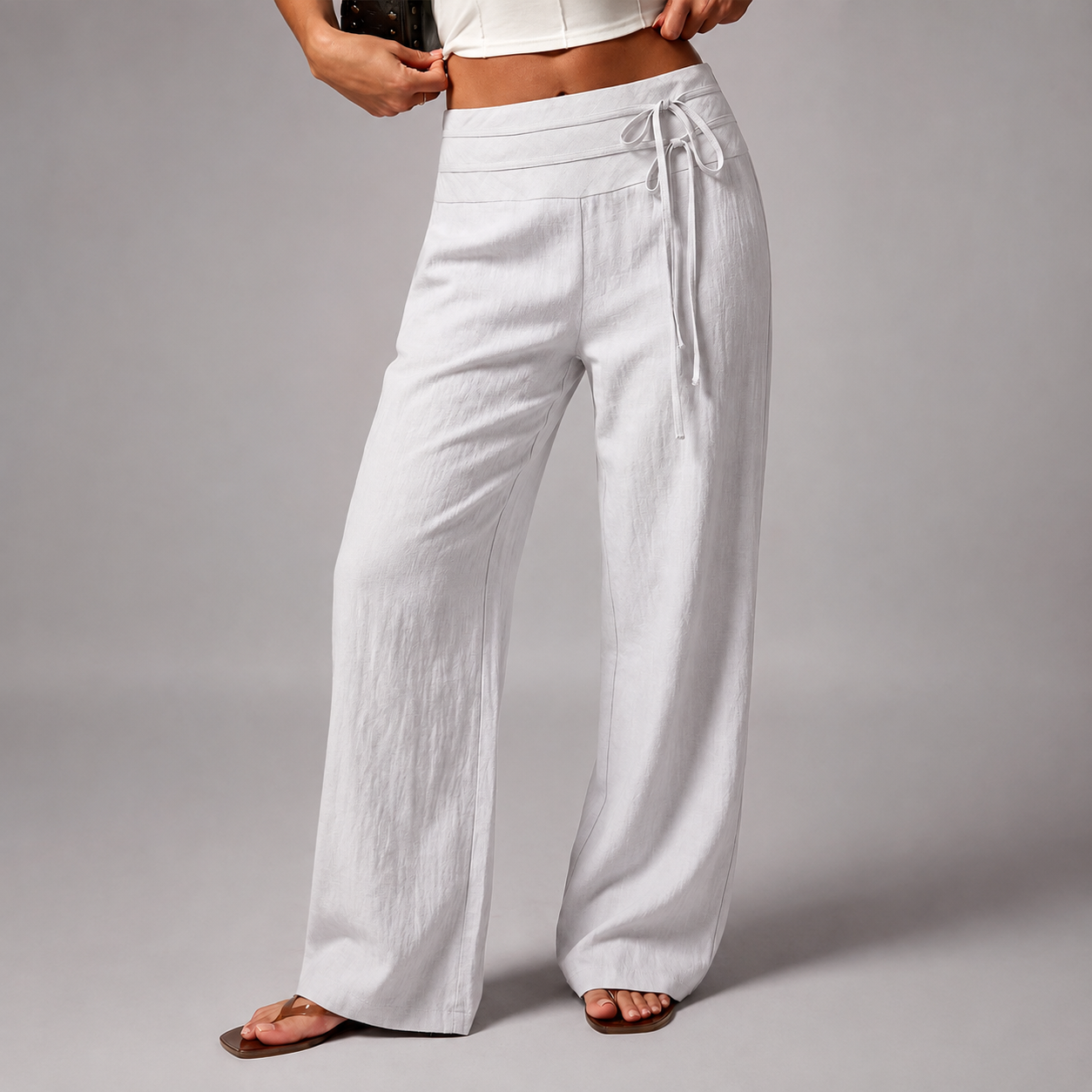 Vacation Themed Dual Tie Loose Pants For Summer Vacations