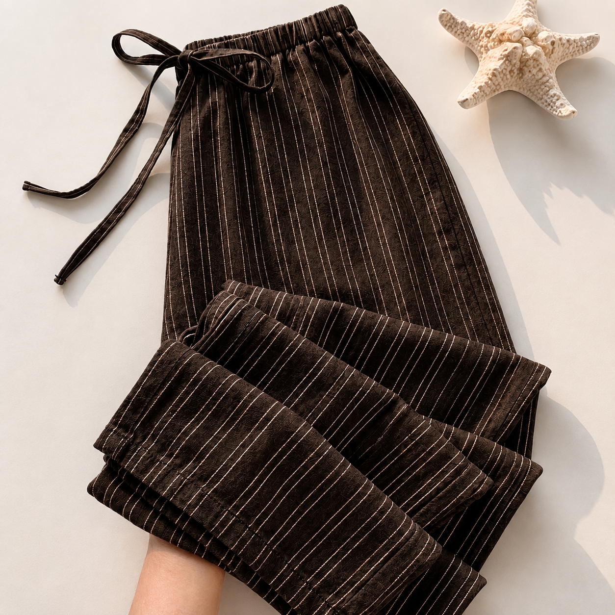 Casual Straight Summer Pants With Drawstring For Women
