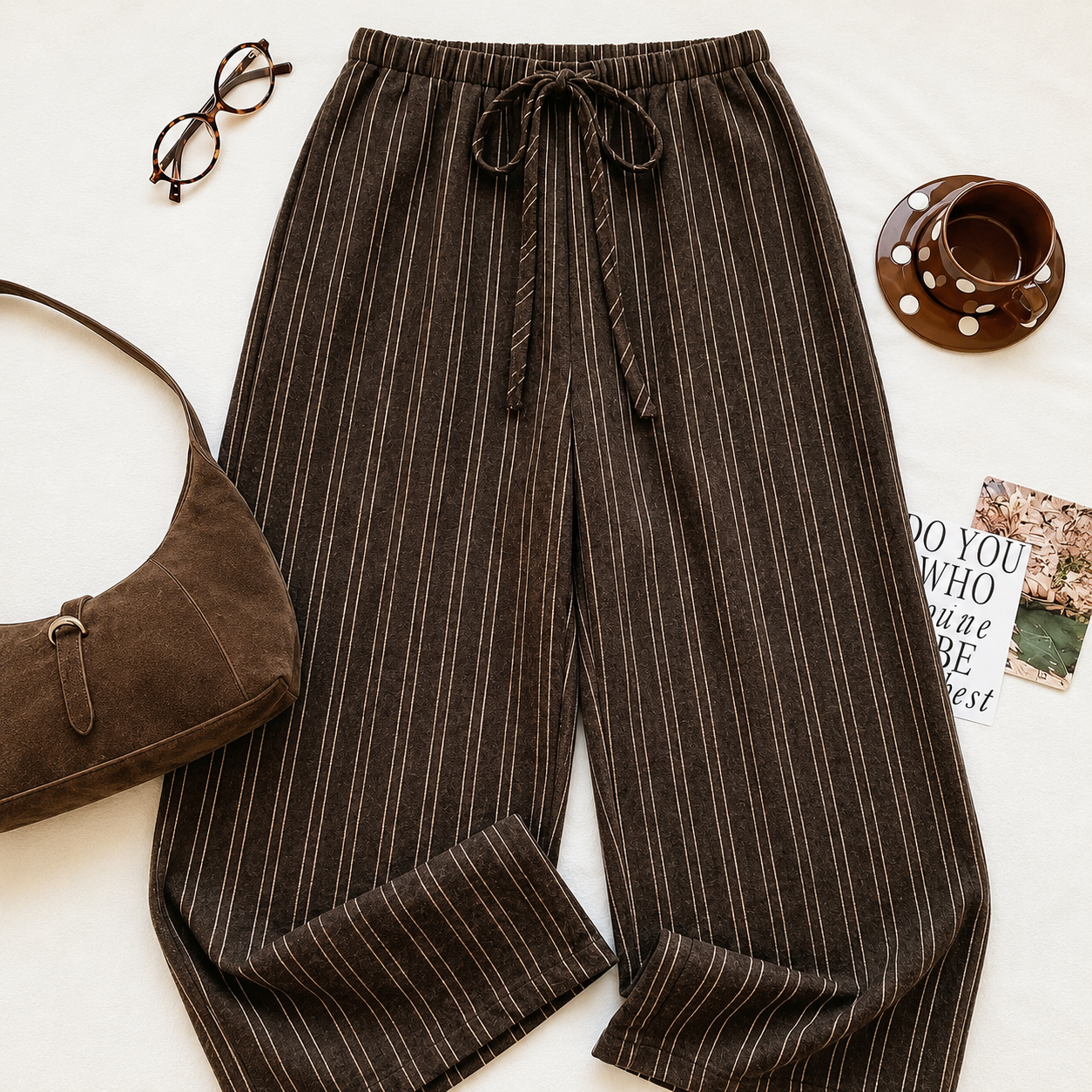 Casual Straight Summer Pants With Drawstring For Women