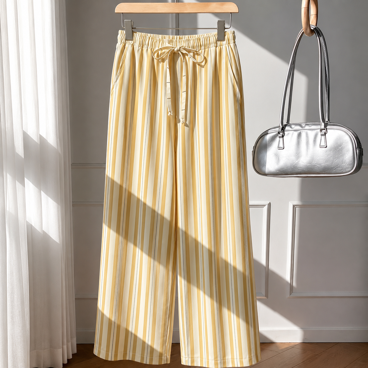 Casual Straight Summer Pants With Drawstring For Women