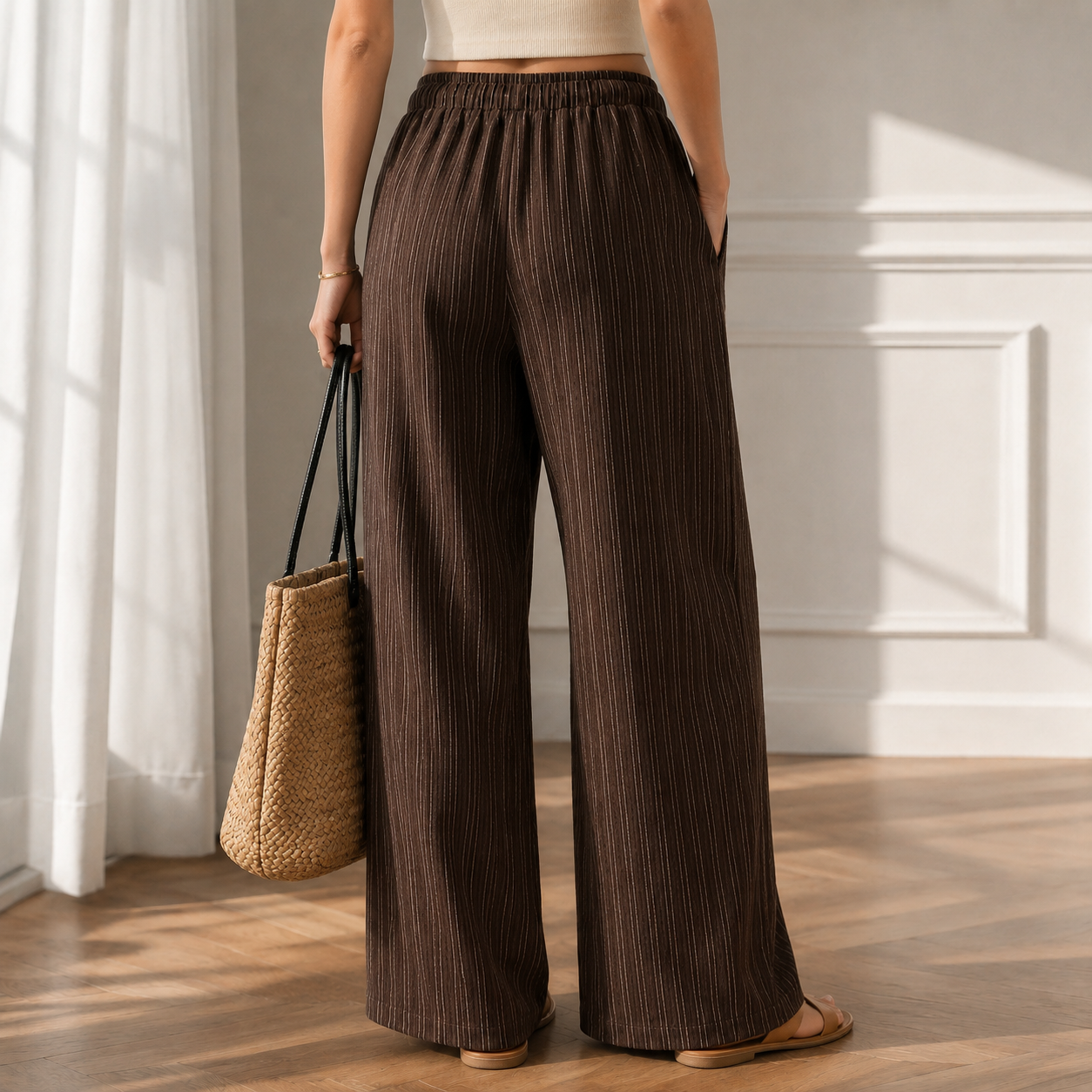 Casual Straight Summer Pants With Drawstring For Women