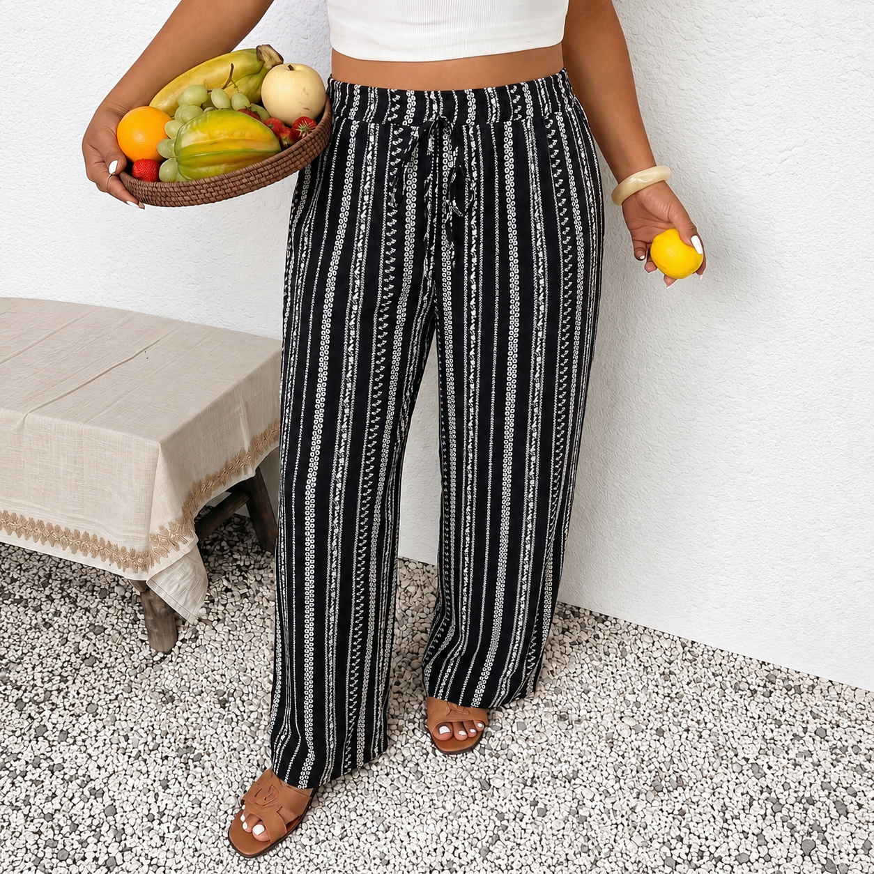 Casual Loose Bohemian Beach Themed Pants For Women