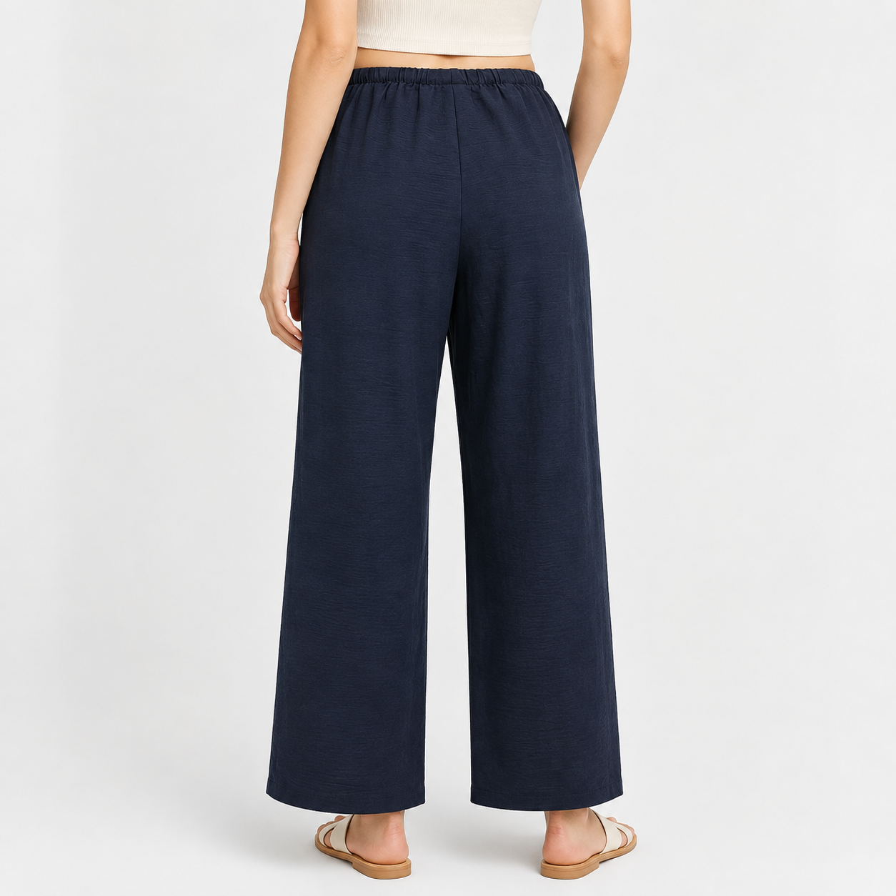 Casual Wide Loose Trouser Pants With Drawstring For Women