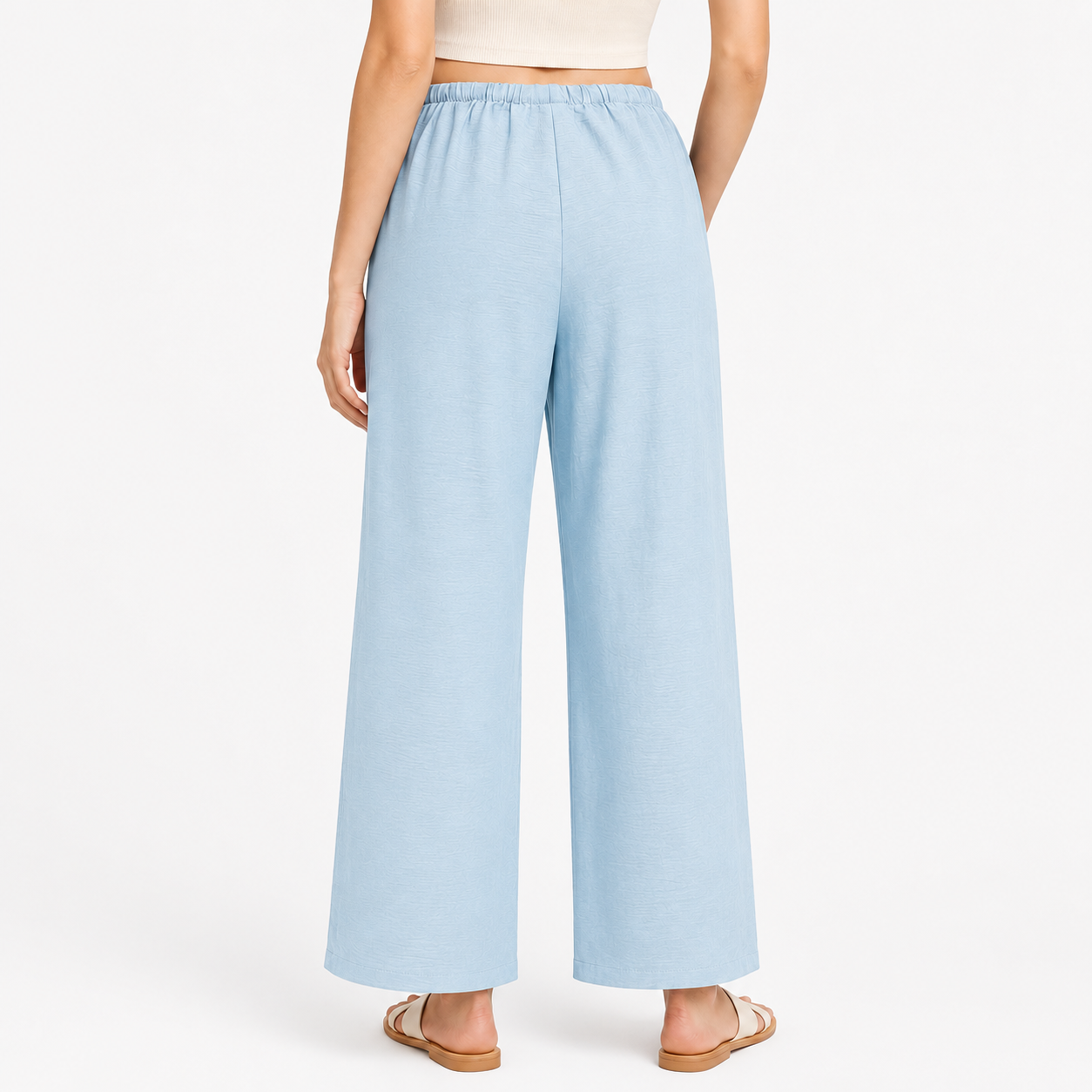 Casual Wide Loose Trouser Pants With Drawstring For Women