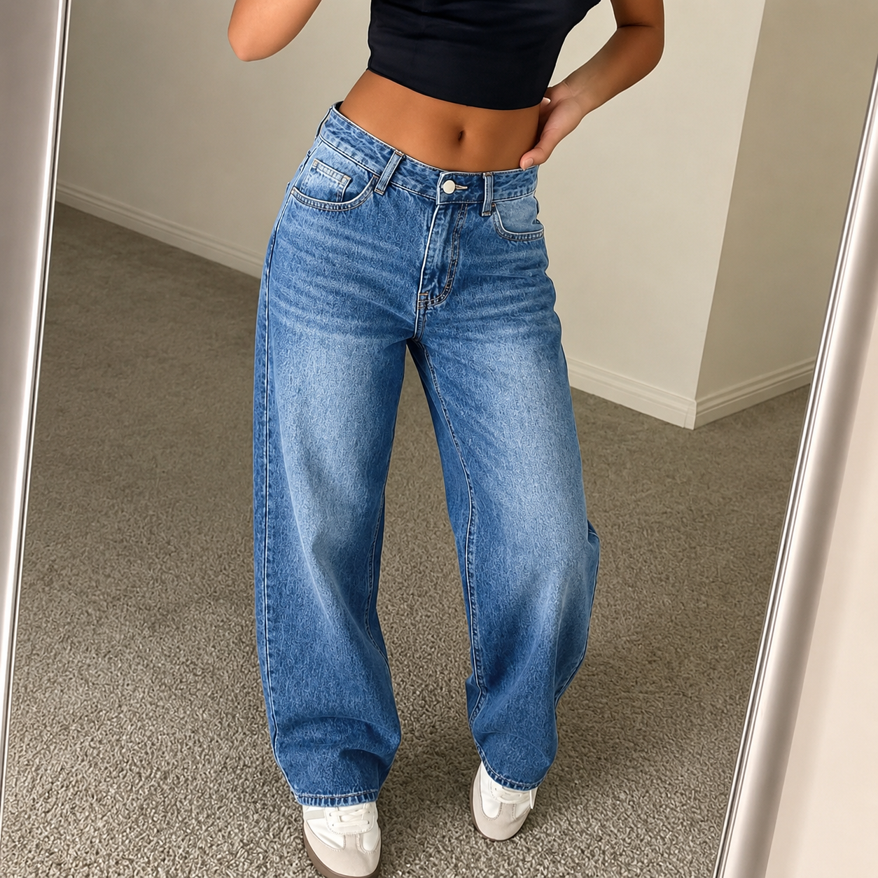 Retro Straight Vintage Stacked Casual Jeans For Women