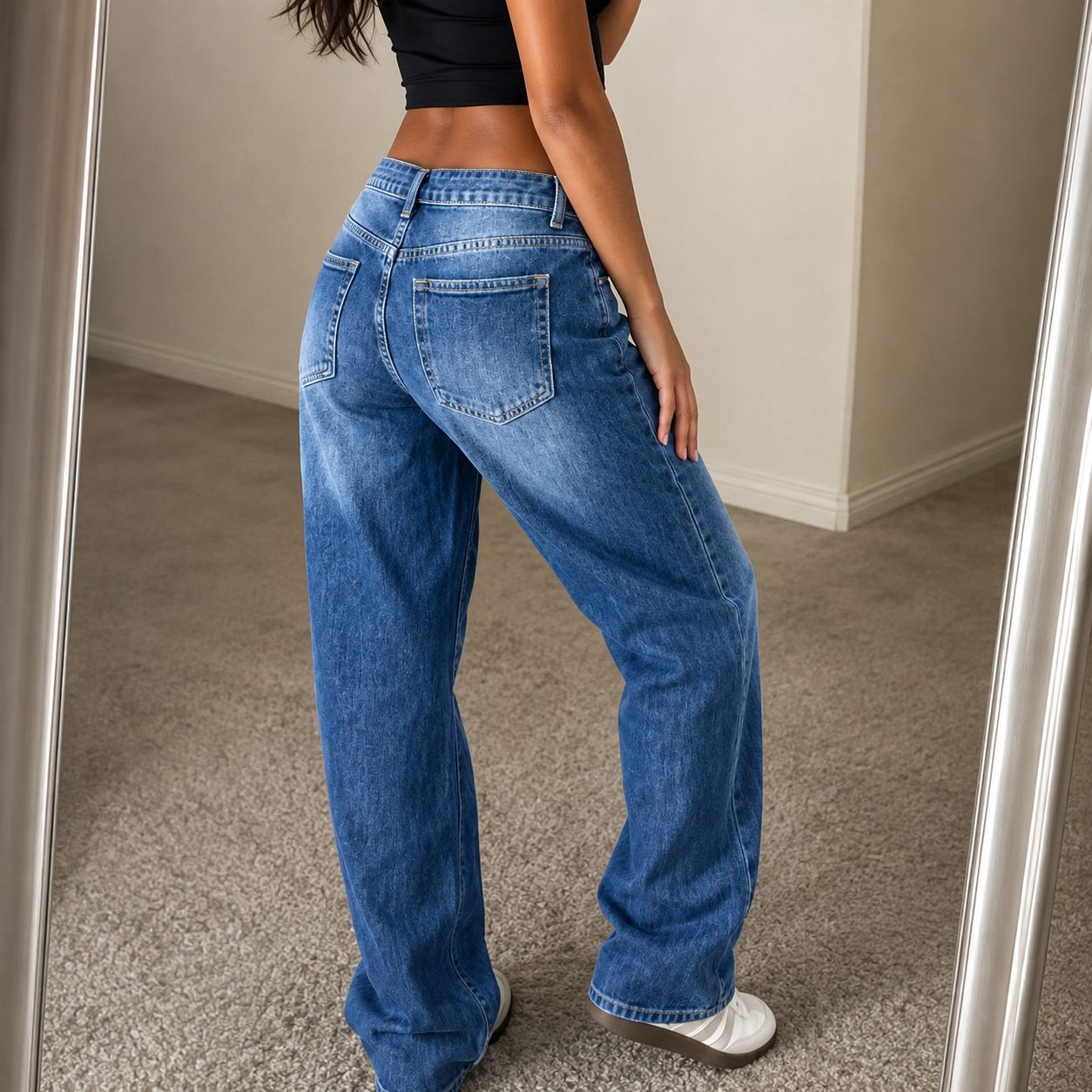 Retro Straight Vintage Stacked Casual Jeans For Women