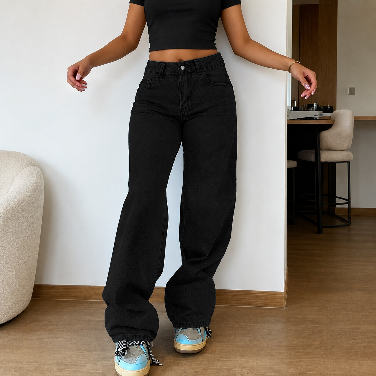Casual Loose Vintage Stacked Jeans For Women