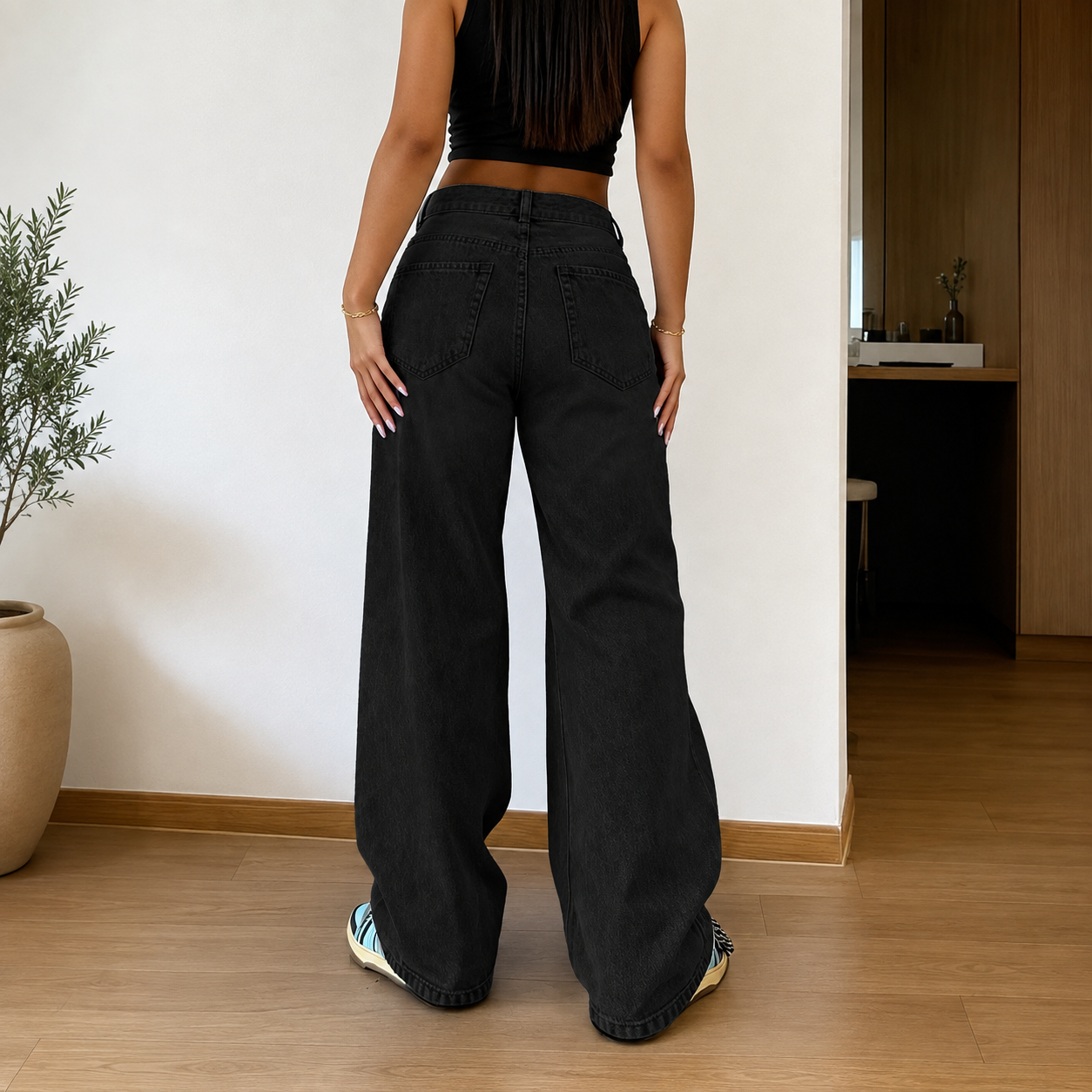 Casual Loose Vintage Stacked Jeans For Women