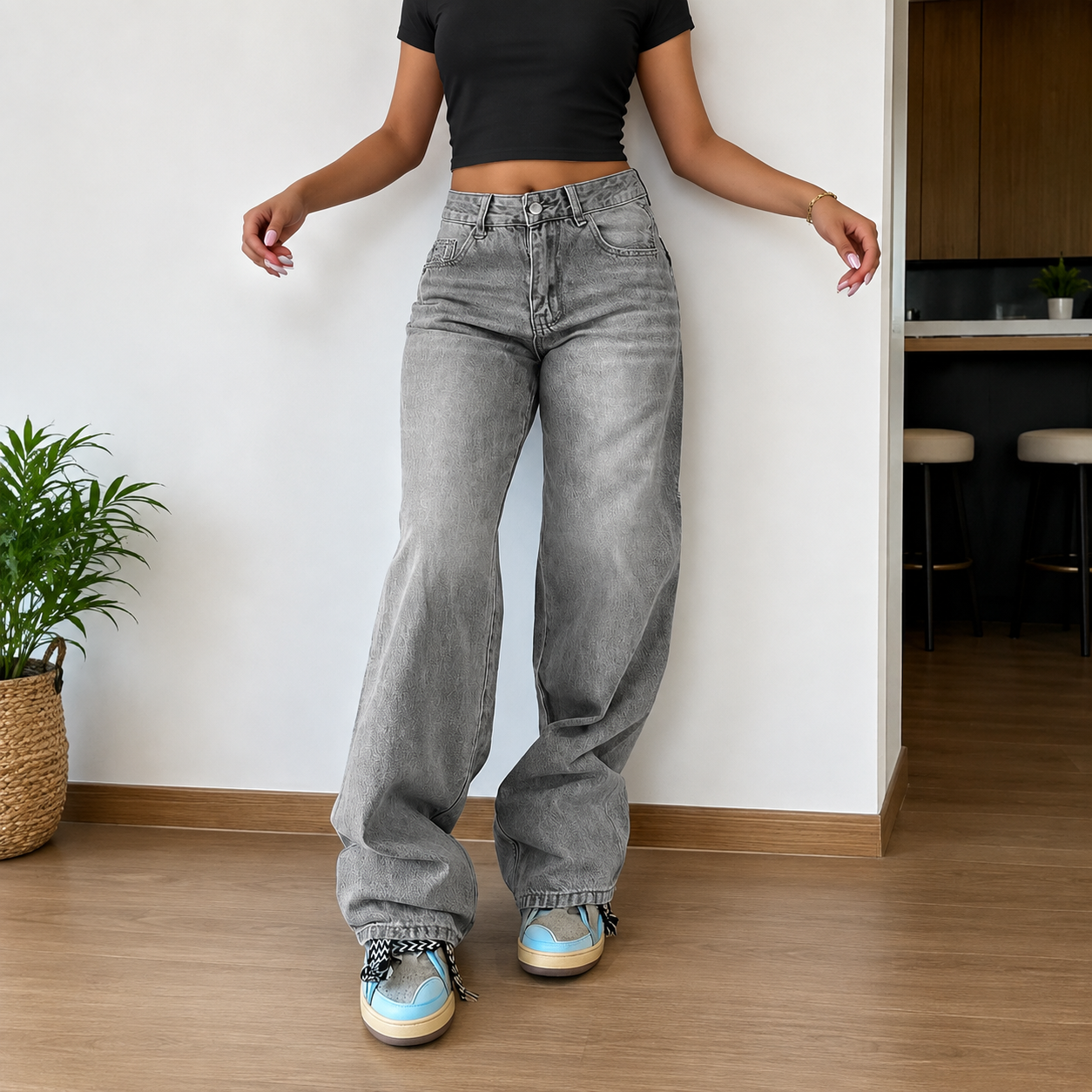 Casual Loose Vintage Stacked Jeans For Women