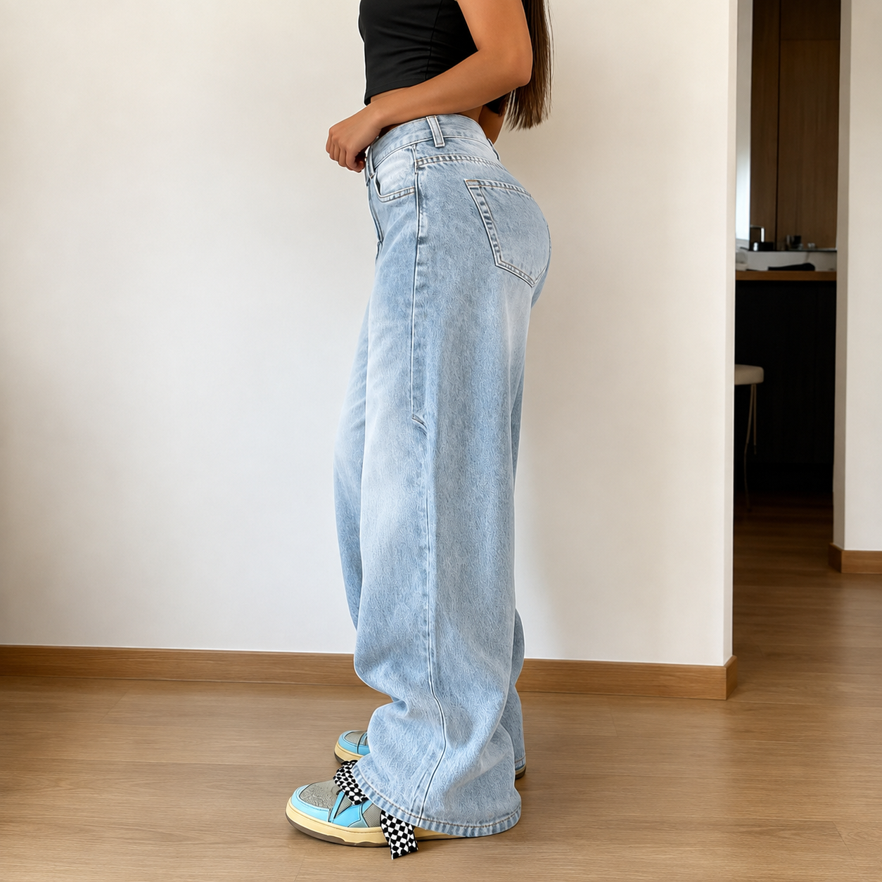 Casual Loose Vintage Stacked Jeans For Women