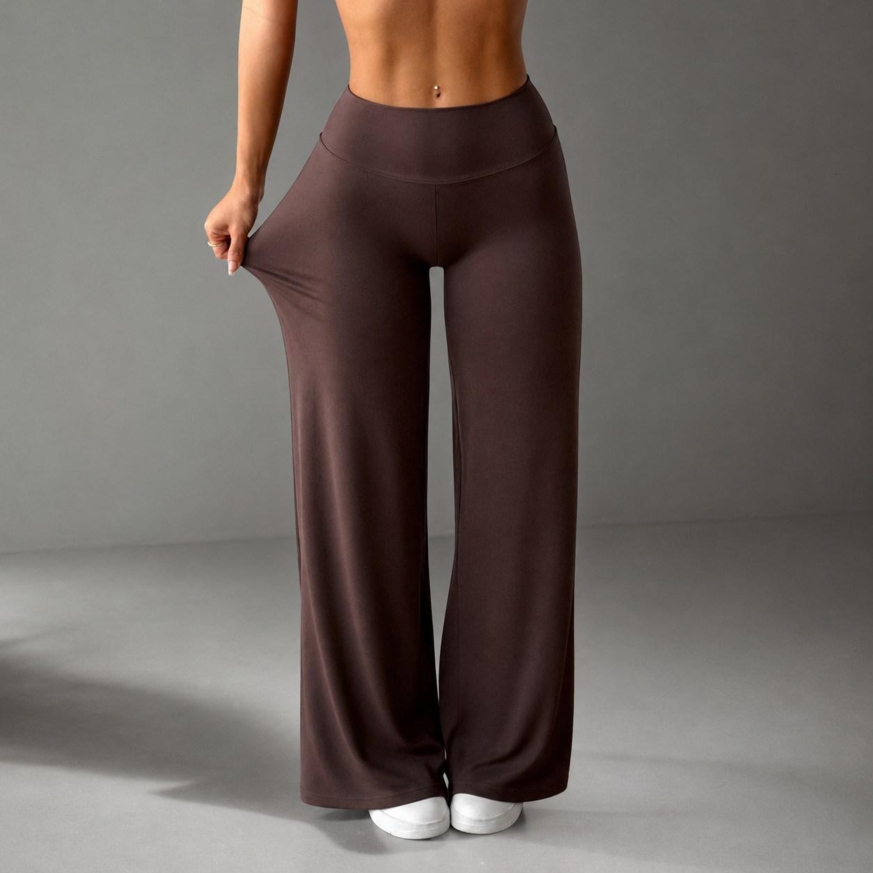 Solid Colored Modern Slim Fit Flare Pants For Women