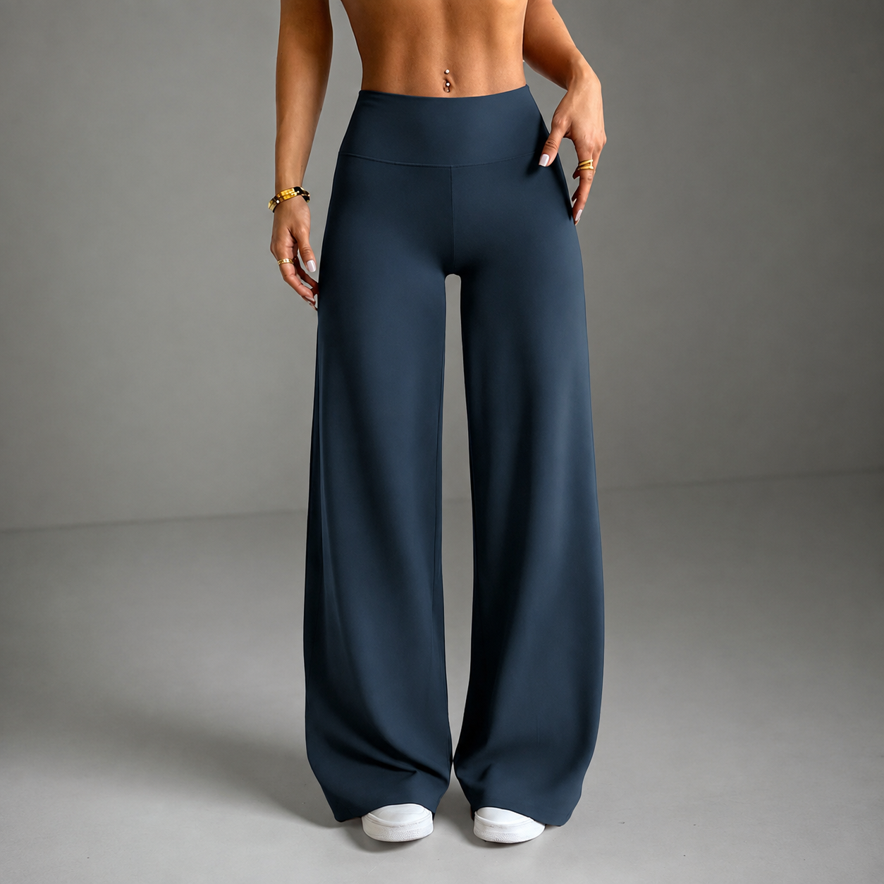 Solid Colored Modern Slim Fit Flare Pants For Women