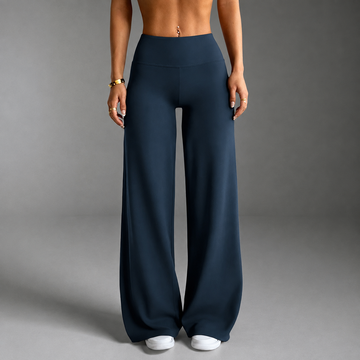 Solid Colored Modern Slim Fit Flare Pants For Women