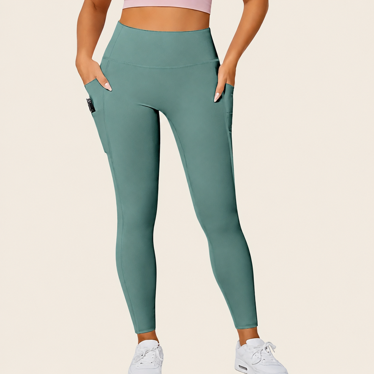 Seamless High Rise Slim Fit Leggings with Side Pockets for Women