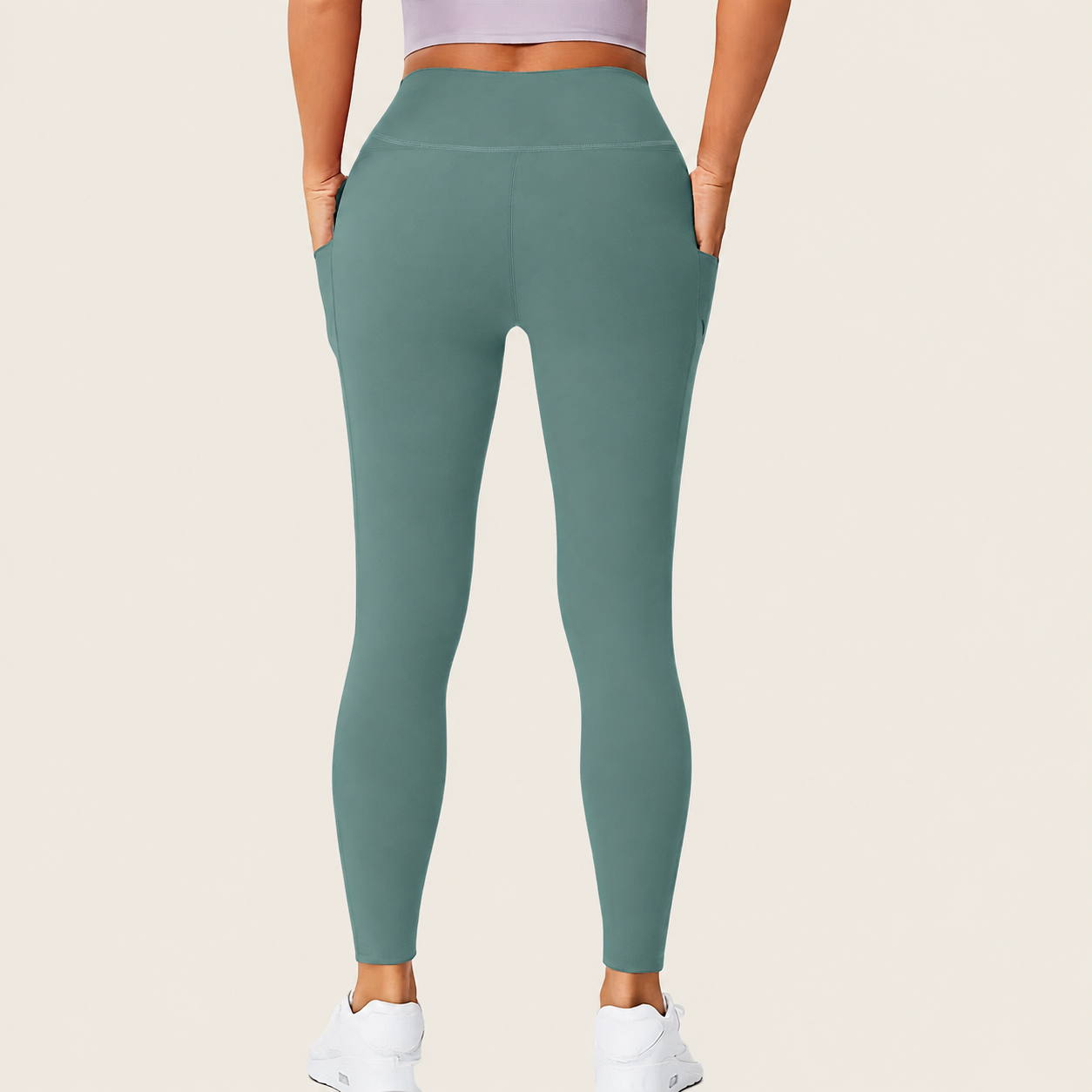 Seamless High Rise Slim Fit Leggings with Side Pockets for Women