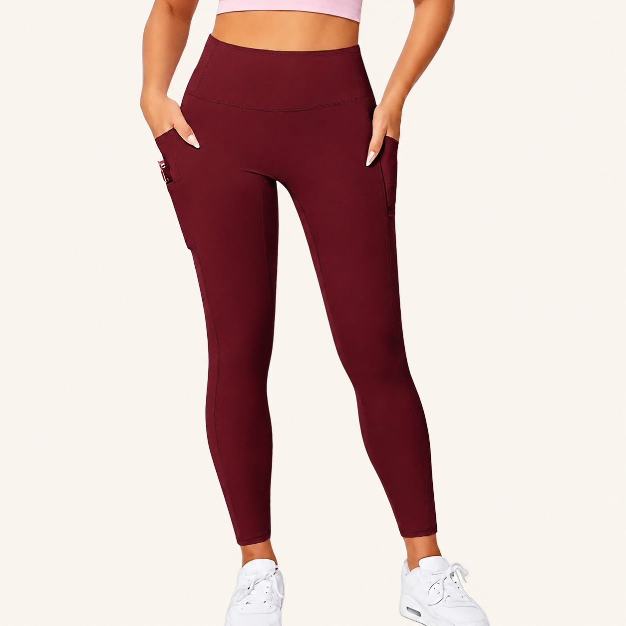 Seamless High Rise Slim Fit Leggings with Side Pockets for Women