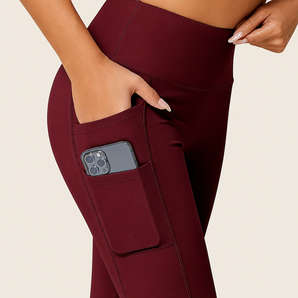 Seamless High Rise Slim Fit Leggings with Side Pockets for Women