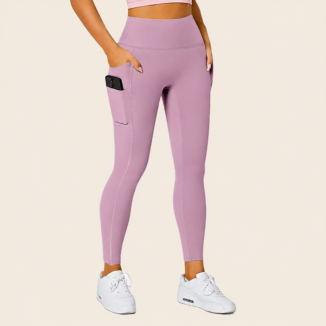 Seamless High Rise Slim Fit Leggings with Side Pockets for Women