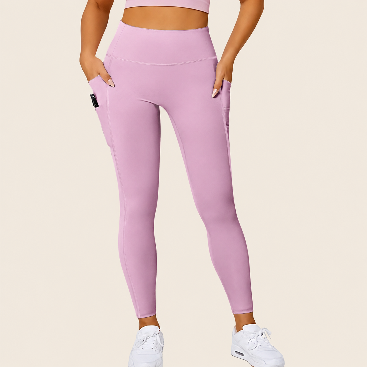 Seamless High Rise Slim Fit Leggings with Side Pockets for Women