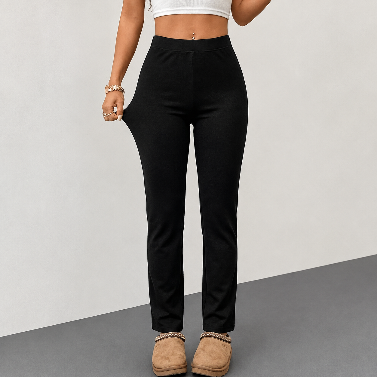Casual Straight Stretch Commute Pants For Women
