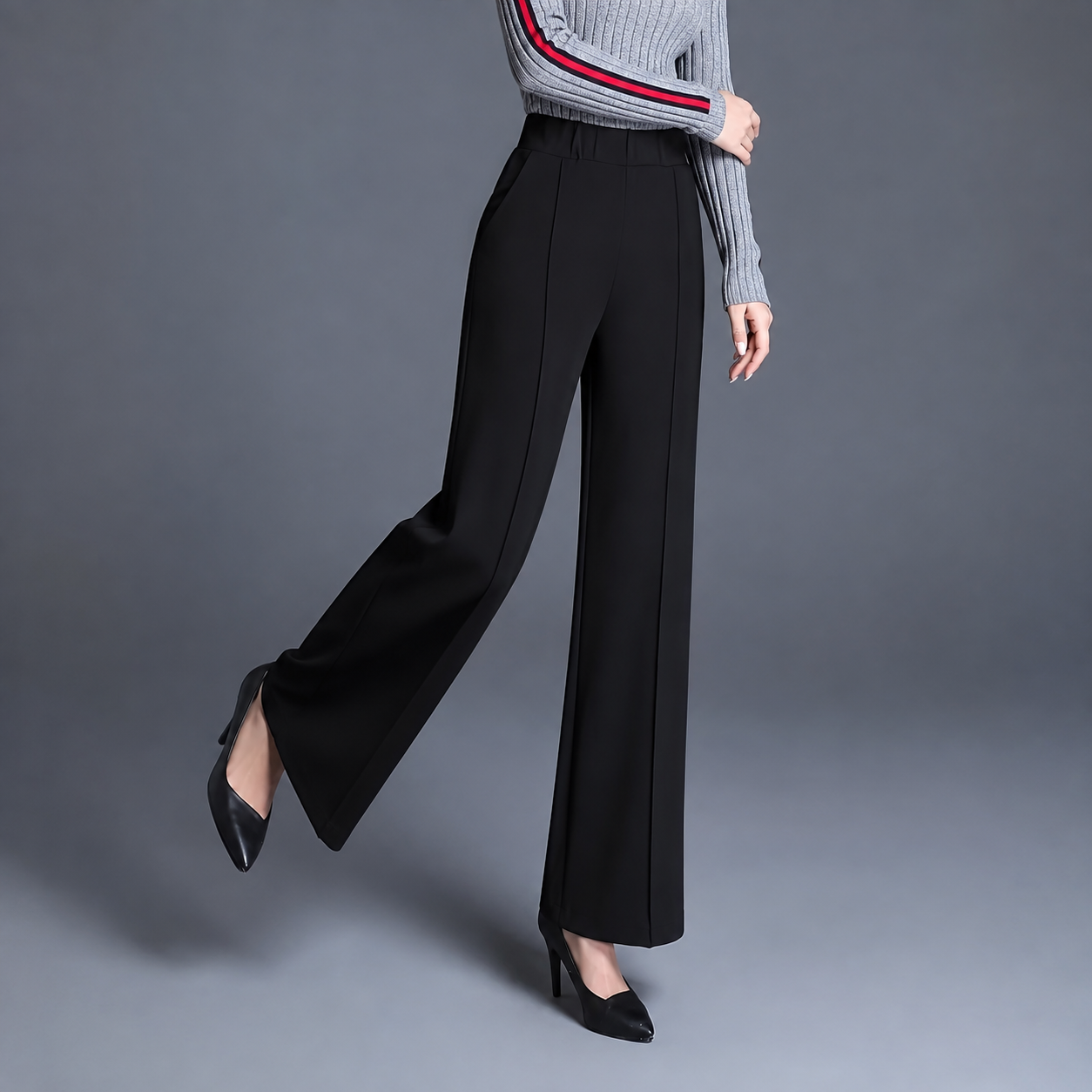 Casual Straight Length Pants With Slant Pockets For Women
