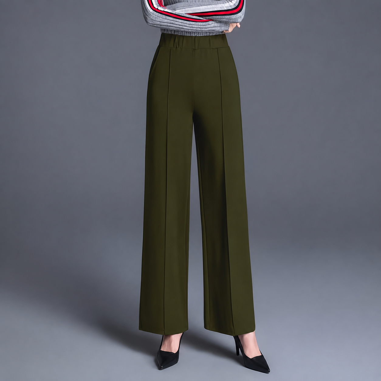 Casual Straight Length Pants With Slant Pockets For Women
