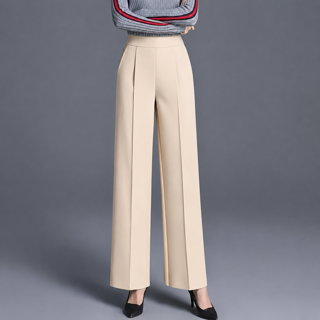Casual Straight Length Pants With Slant Pockets For Women