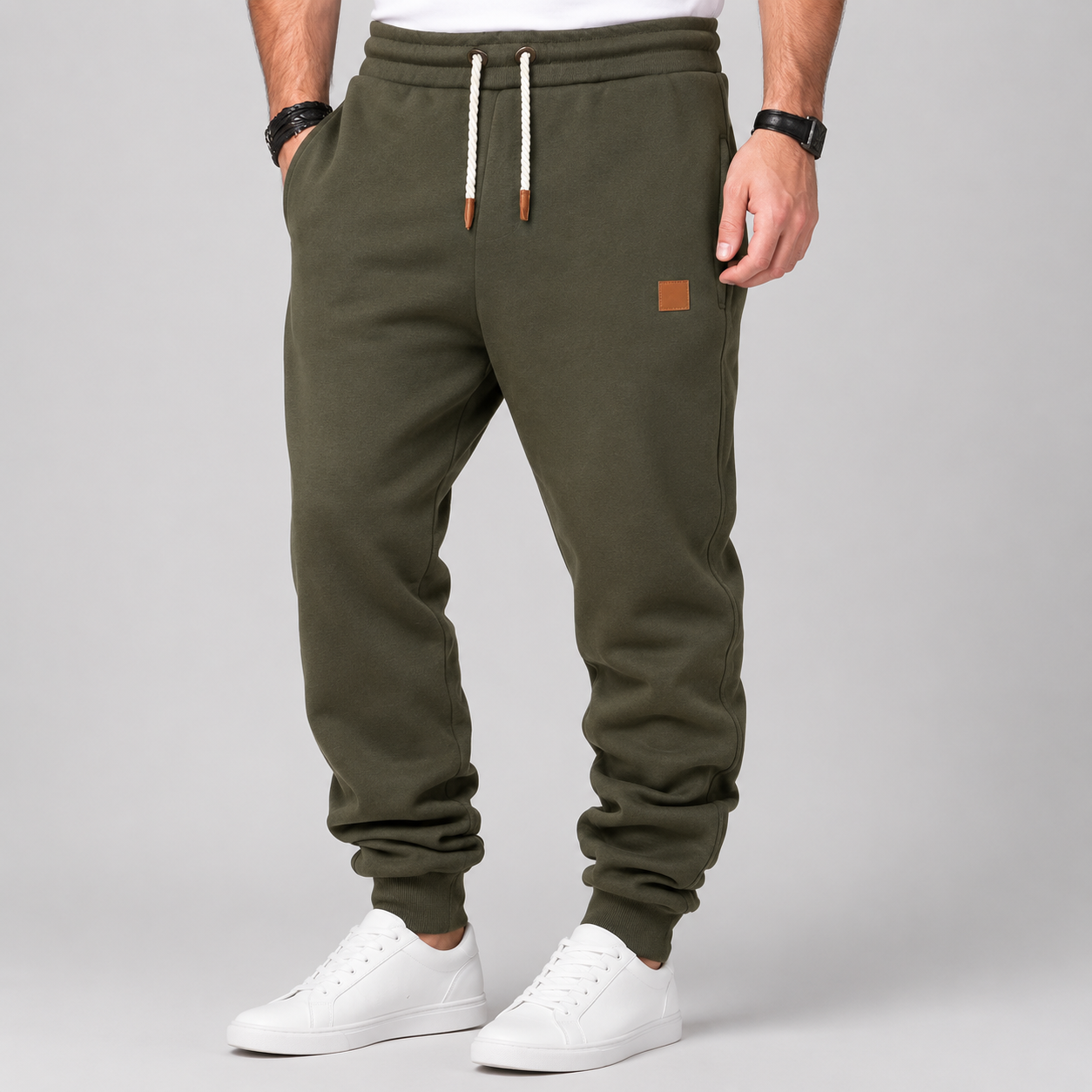 Casual Slim Winter Sweatpants Trousers With Drawstring For Men