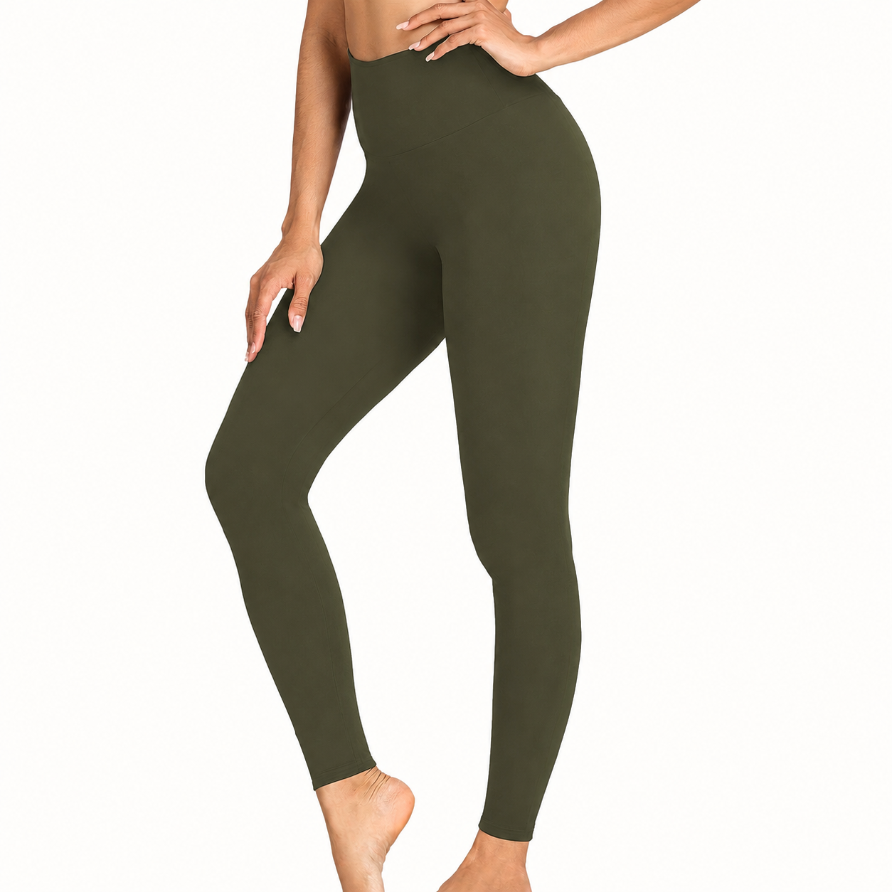 Solid Colored High Rise Yoga Leggings for Women