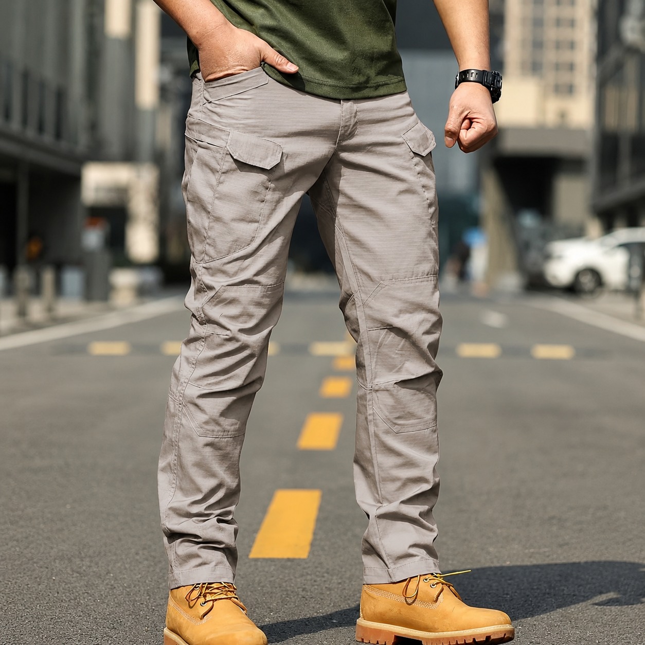 Utility Cargo Pants with Multiple Pockets for Men