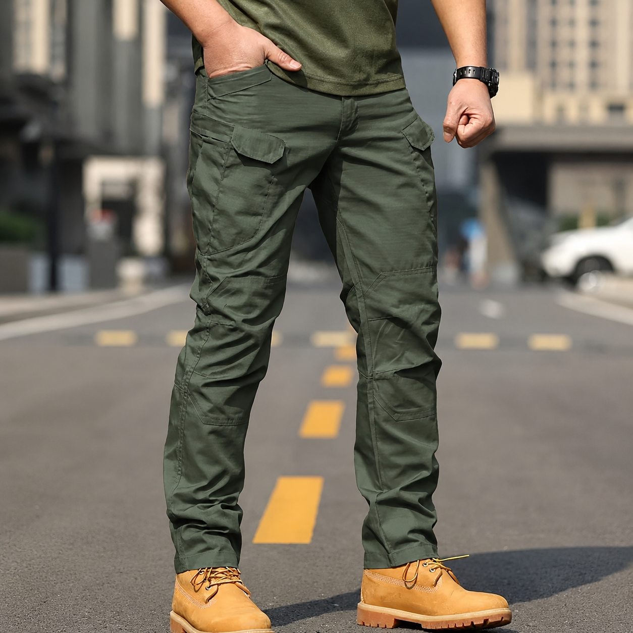 Utility Cargo Pants with Multiple Pockets for Men