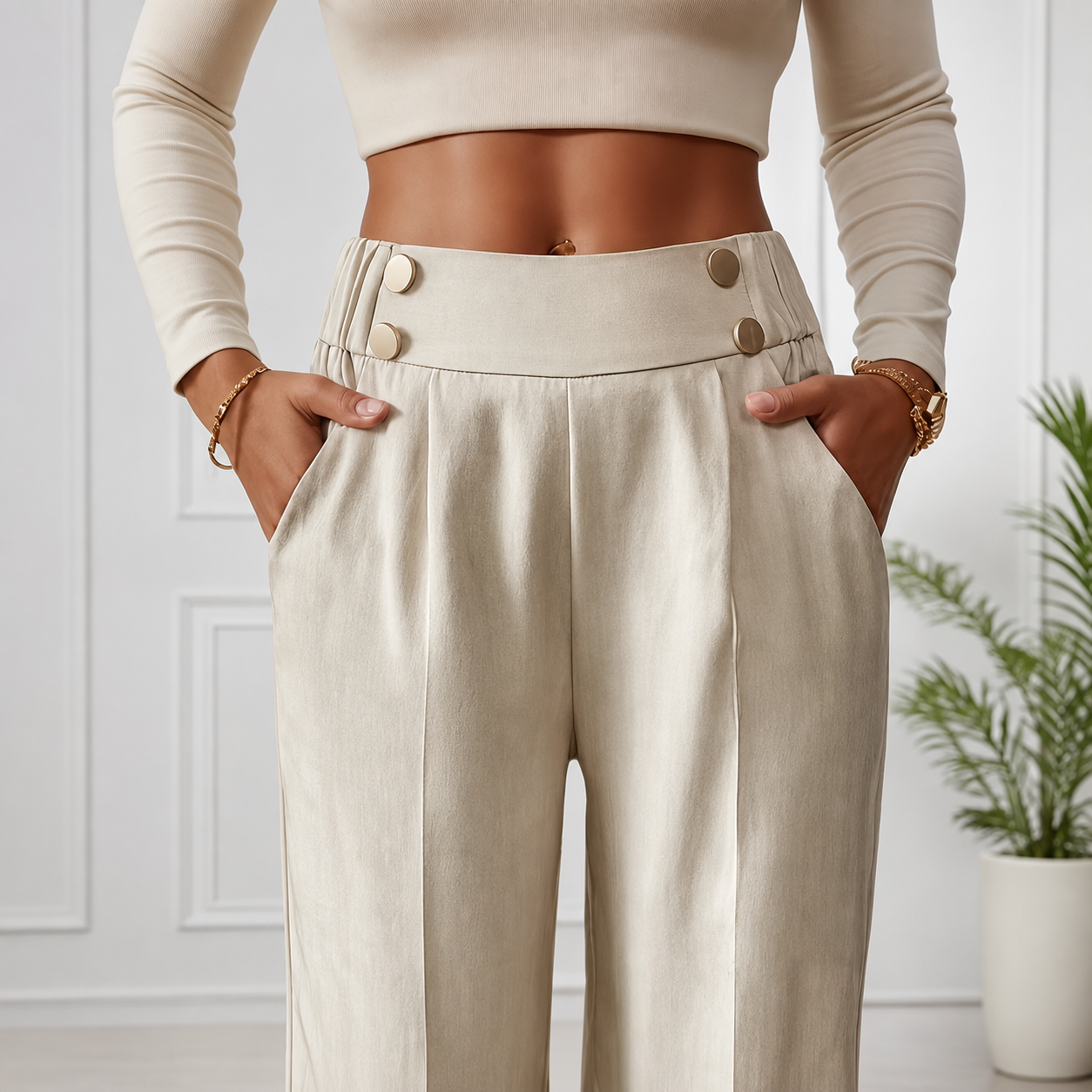 Elegant Straight Leg Formal Business Trousers For Women