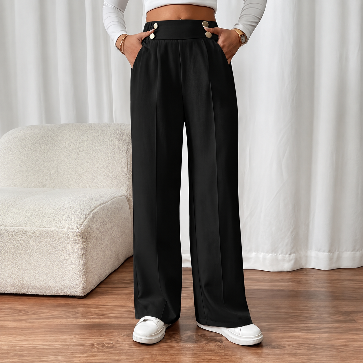 Elegant Straight Leg Formal Business Trousers For Women