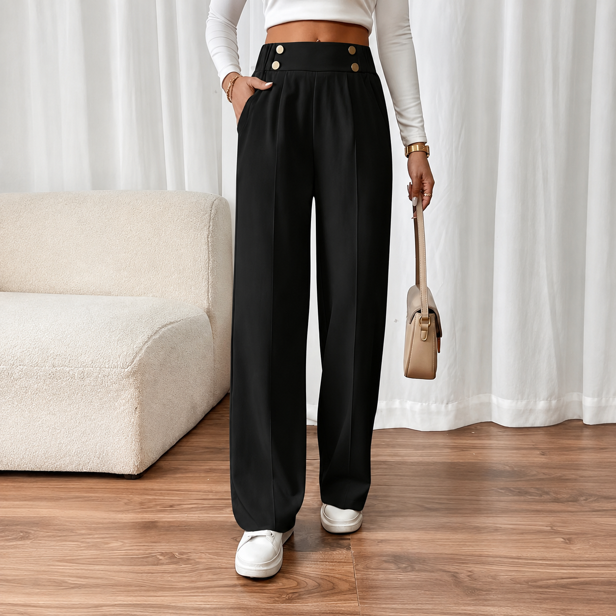 Elegant Straight Leg Formal Business Trousers For Women